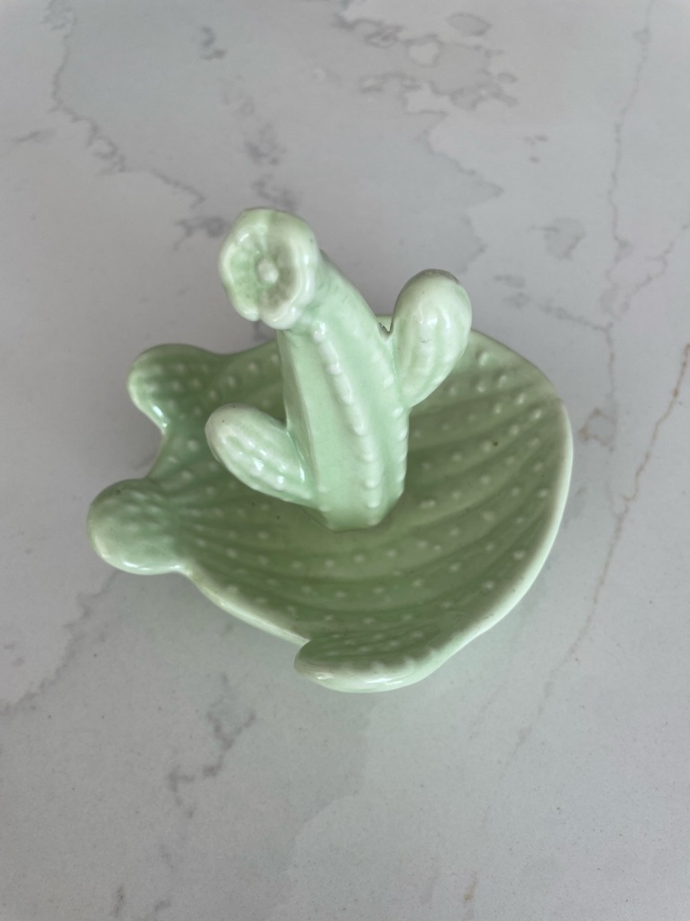 Ceramic Cactus Ring Holder- Green Jewelry Dish